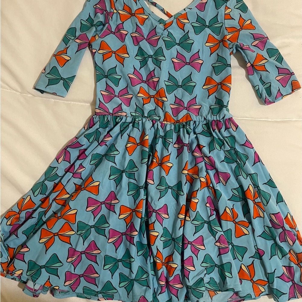 Dot Dot Smile Blue Dress with Bow Pattern